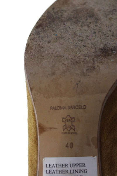 Paloma Barcelo Womens Block Heel Suede Single Strap Slide Sandals Brown Size 40