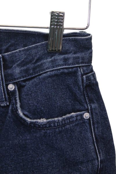 Grlfrnd Women Tapered Jeans Blue 100% Cotton Button Mid Rise Size 24