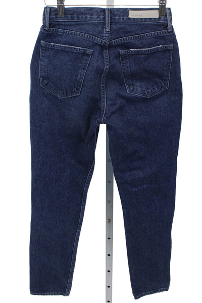 Grlfrnd Women Tapered Jeans Blue 100% Cotton Button Mid Rise Size 24