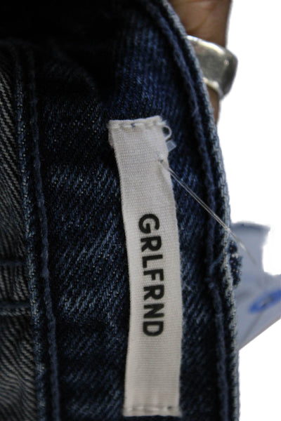 Grlfrnd Women Tapered Jeans Blue 100% Cotton Button Mid Rise Size 24