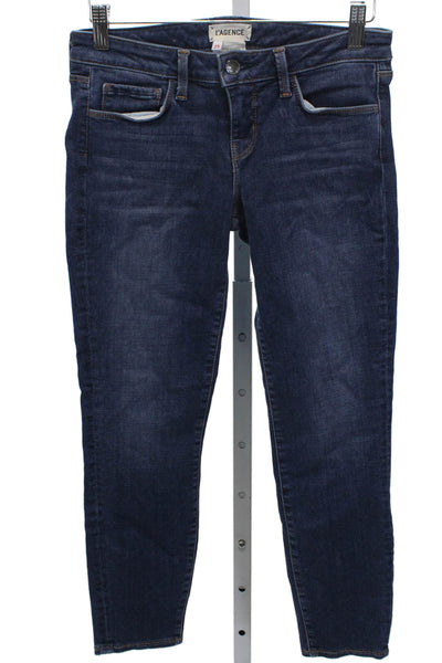 L'Agence Womens Skinny Jeans Blue Cotton Low Rise Button Inseam 26 Size 25
