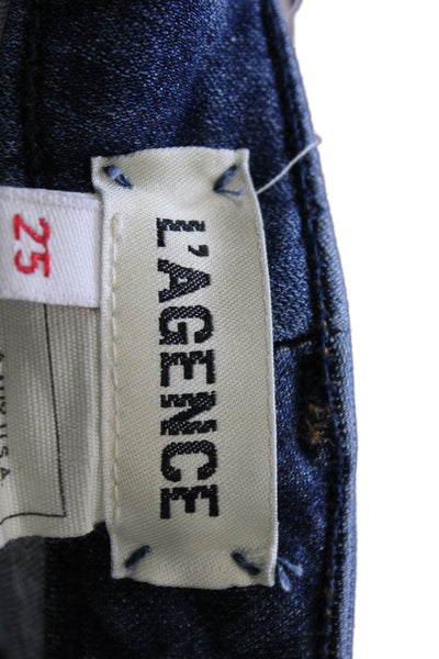 L'Agence Womens Skinny Jeans Blue Cotton Low Rise Button Inseam 26 Size 25