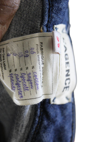L'Agence Womens Skinny Jeans Blue Cotton Low Rise Button Inseam 26 Size 25