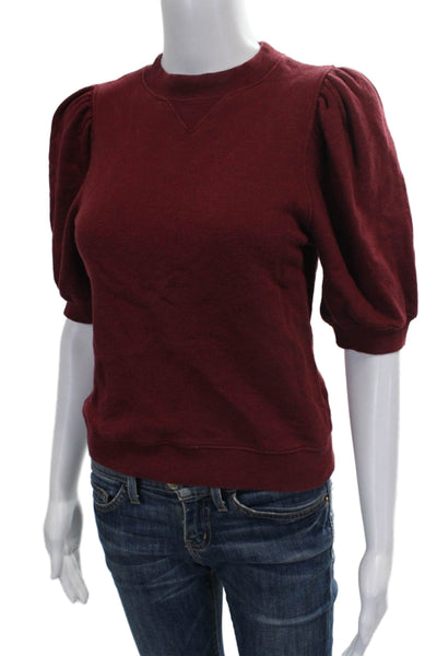 Ulla Johnson Womens Red Cotton Crewneck Pullover Sweatshirt Short Sleeve Size PP