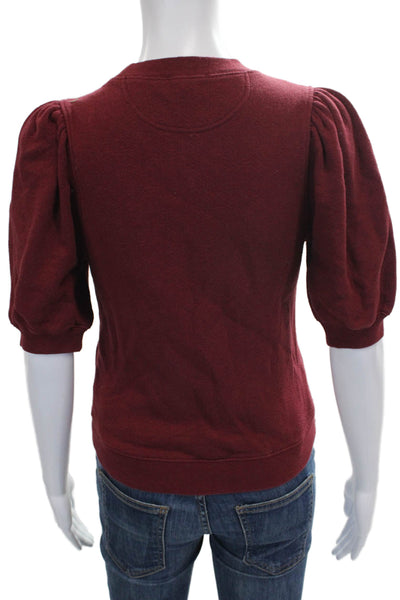 Ulla Johnson Womens Red Cotton Crewneck Pullover Sweatshirt Short Sleeve Size PP