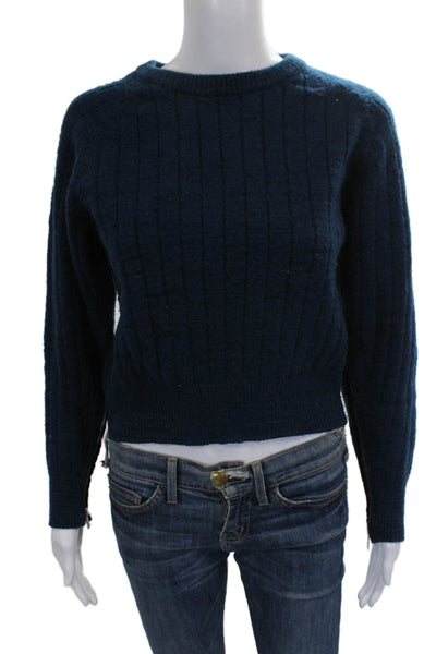See by Chloe Women Merino Crew Neck Pullover Sweater Blue Long Sleeve Size XS