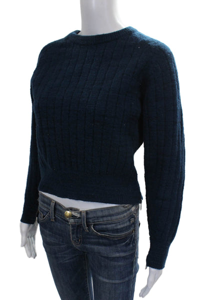 See by Chloe Women Merino Crew Neck Pullover Sweater Blue Long Sleeve Size XS