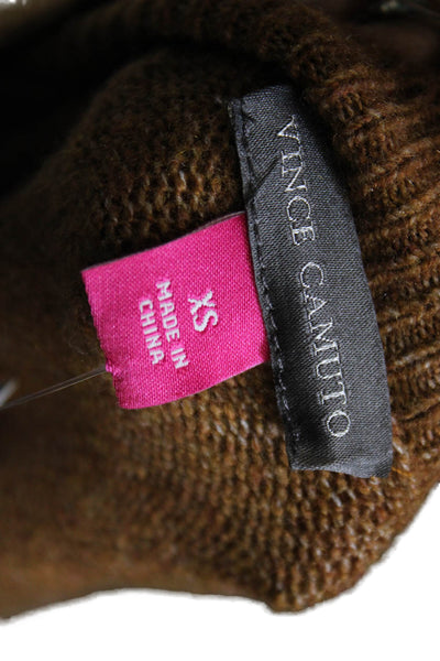 Vince Camuto Womens Pullover Sweater Brown Acrylic Round Neck Size XS