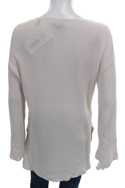 ATM Womens V-Neck Modal Pullover Long Sleeve Beige Solid Size XS