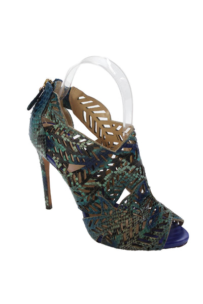 Alexandre Birman Womens Leather Cut Out Detail Stilettos Blue Size EUR 36
