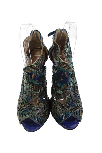 Alexandre Birman Womens Leather Cut Out Detail Stilettos Blue Size EUR 36