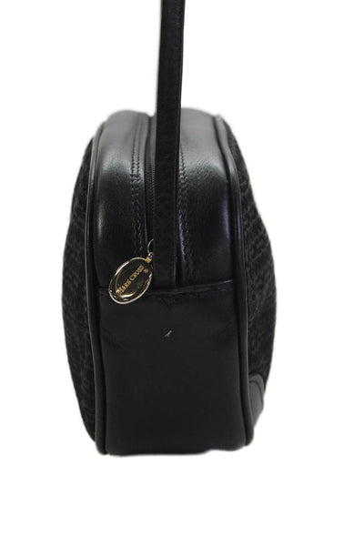 Mark Cross Womens Leather Trim Detail Monochrome Shoulder Bag Black