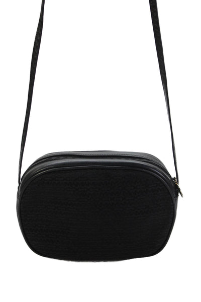 Mark Cross Womens Leather Trim Detail Monochrome Shoulder Bag Black