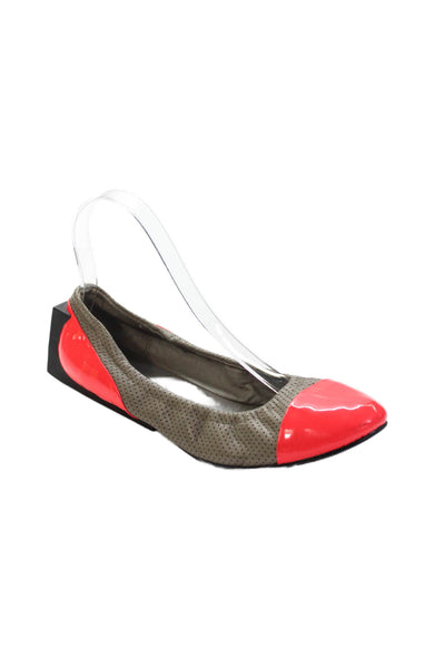 United Nude Womens Leather Color Block Cap Toe Flats Shoes Gray Red Size 7
