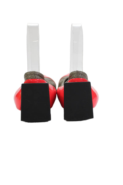 United Nude Womens Leather Color Block Cap Toe Flats Shoes Gray Red Size 7