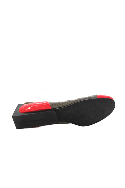 United Nude Womens Leather Color Block Cap Toe Flats Shoes Gray Red Size 7