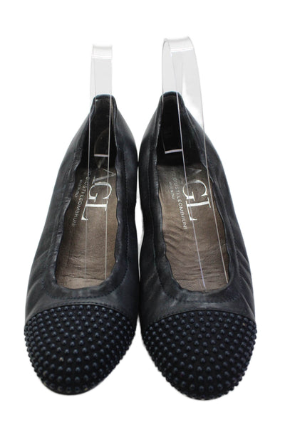 AGL Attilio Giusti Leombruni Womens Leather Embellished Flats Shoes Blue Sz 9