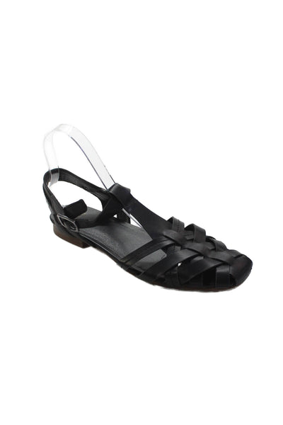 Frye Womens Leather Woven Flats Sandals Shoes Black Size 8M