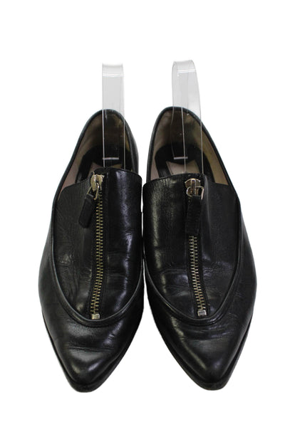 Derek Lam 10 Crosby Womens Leather Zip Pointed Toe Loafers Shoes Black Size 8
