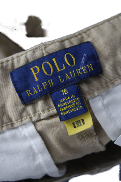 Polo Ralph Lauren Boys Button Closure Flat Front Chino Shorts Beige Size 16