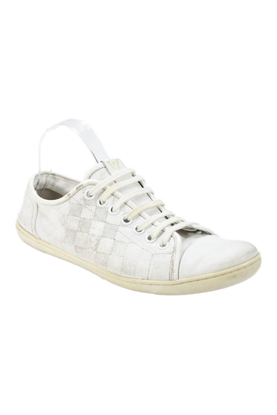 Louis Vuitton Mens Leather Low Top Lace Up Sneakers White Size 8