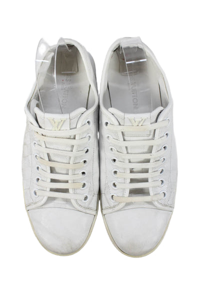 Louis Vuitton Mens Leather Low Top Lace Up Sneakers White Size 8