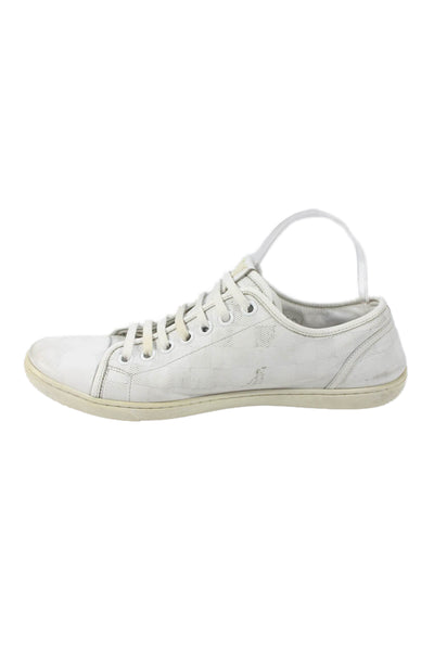 Louis Vuitton Mens Leather Low Top Lace Up Sneakers White Size 8