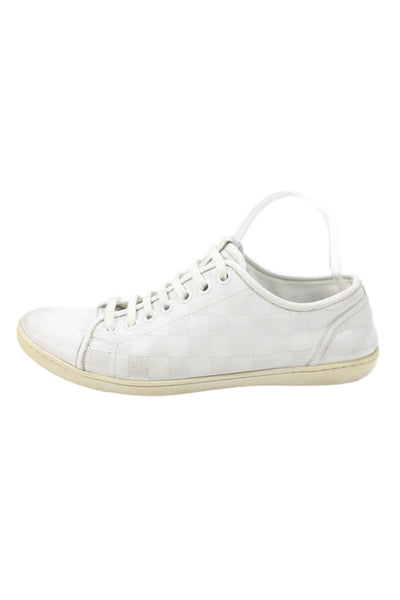 Louis Vuitton Mens Leather Low Top Lace Up Sneakers White Size 8