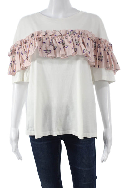 Vivetta Women Basic Floral Cotton Round Neck Short Sleeve T-Shirt Size 46