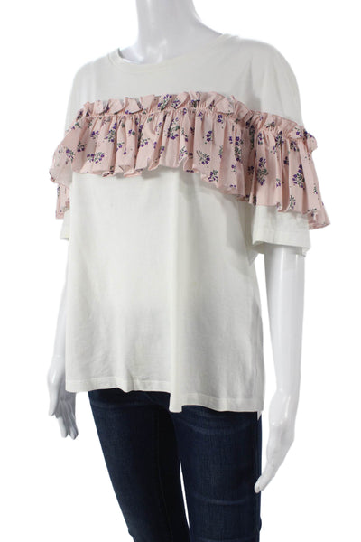 Vivetta Women Basic Floral Cotton Round Neck Short Sleeve T-Shirt Size 46