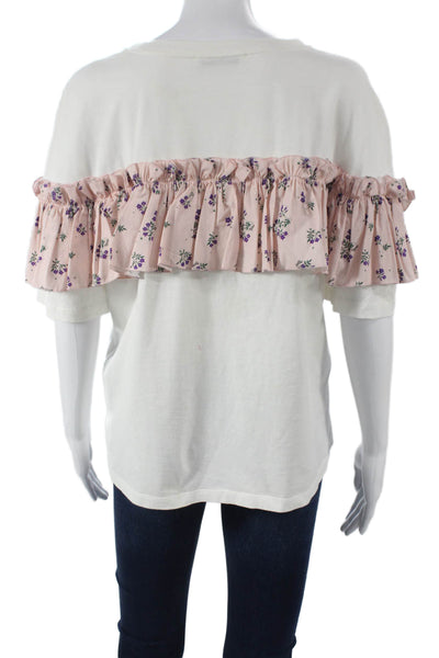 Vivetta Women Basic Floral Cotton Round Neck Short Sleeve T-Shirt Size 46