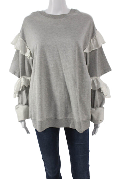 Clu Womens Pullover Crewneck Gray Cotton Long Sleeve Size L