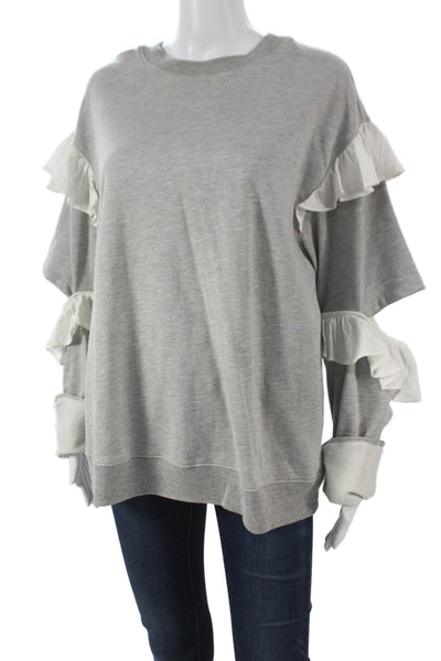 Clu Womens Pullover Crewneck Gray Cotton Long Sleeve Size L