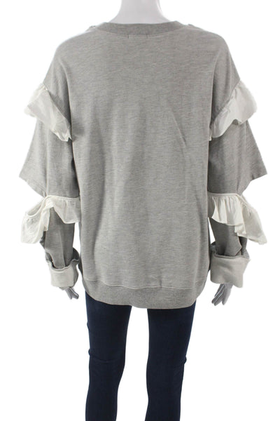 Clu Womens Pullover Crewneck Gray Cotton Long Sleeve Size L