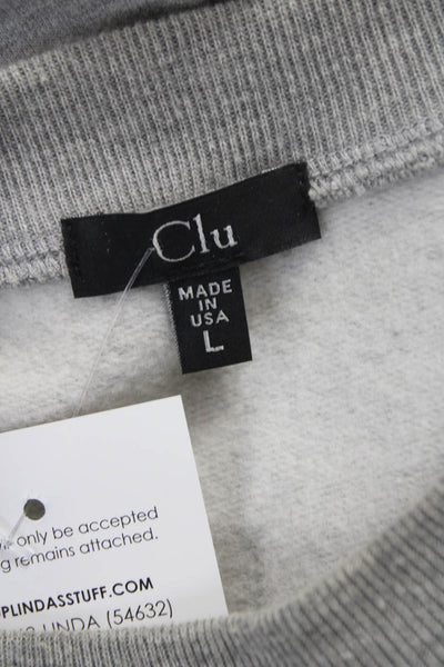 Clu Womens Pullover Crewneck Gray Cotton Long Sleeve Size L