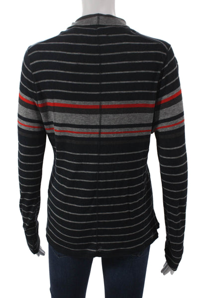 Rag & Bone Jean Women Black Lyocell Mock Neck Striped Basic Tee Size L