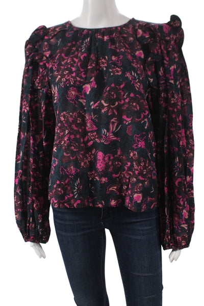 Ulla Johnson Women Floral Multicolor Blouse Long Sleeve Size 10