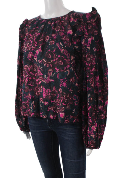 Ulla Johnson Women Floral Multicolor Blouse Long Sleeve Size 10