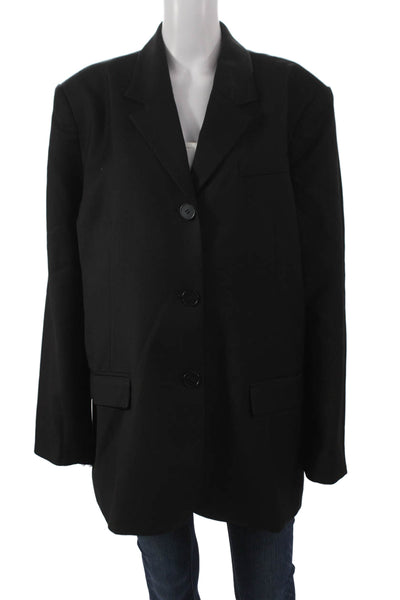 Mossman Women Black Blazer Long Sleeve Buttoned 65% Polyester Size 16