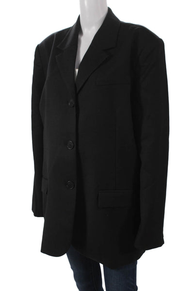 Mossman Women Black Blazer Long Sleeve Buttoned 65% Polyester Size 16