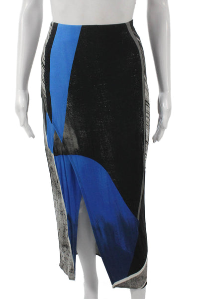 Helmut Lang Women Black Viscose Geometric Maxi Skirt Size M
