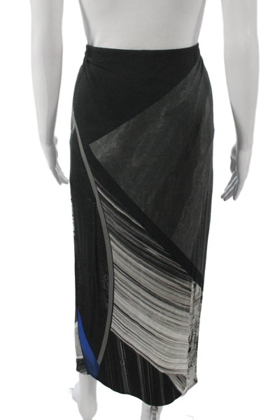 Helmut Lang Women Black Viscose Geometric Maxi Skirt Size M