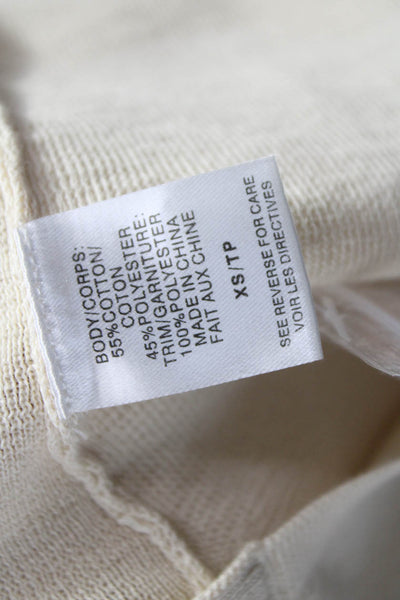 Cami Womens Cardigan Ivory Cotton Blend Long Sleeve Round Neck Size XS