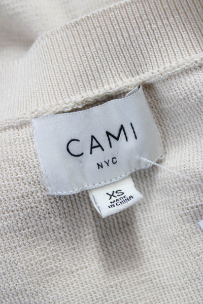 Cami Womens Cardigan Ivory Cotton Blend Long Sleeve Round Neck Size XS