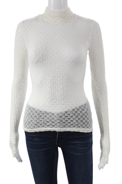 Frame Womens Basic White Cotton High Neck Long Sleeve Blouse Size XS