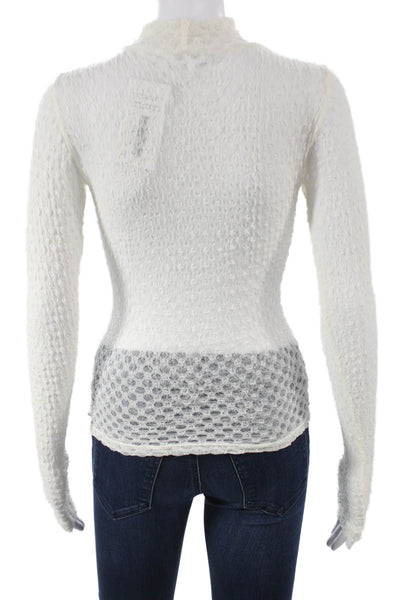 Frame Womens Basic White Cotton High Neck Long Sleeve Blouse Size XS