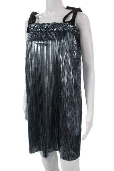 Atelier Women Blue Sleeveless Tank Dress Square Neck Polyester Short Size XL