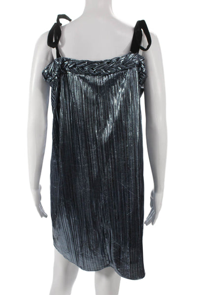 Atelier Women Blue Sleeveless Tank Dress Square Neck Polyester Short Size XL