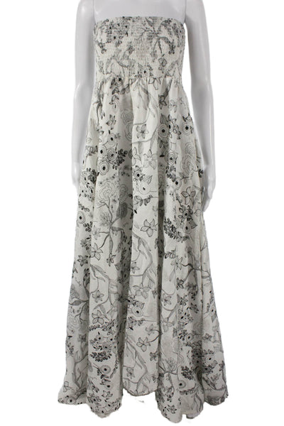Michelle Farmer Women Maxi Dress White Linen Off Shoulder Sleeveless Size L