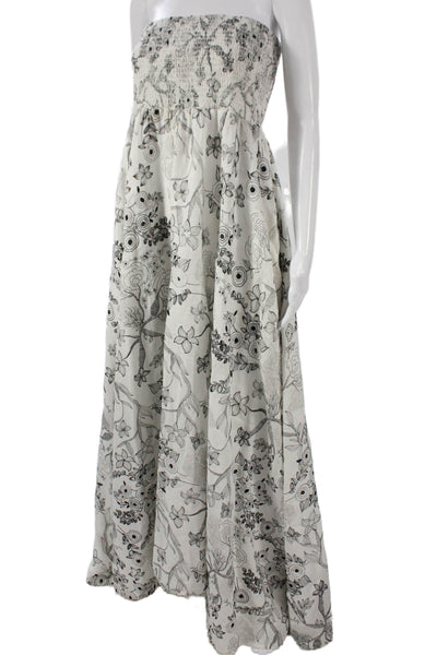 Michelle Farmer Women Maxi Dress White Linen Off Shoulder Sleeveless Size L